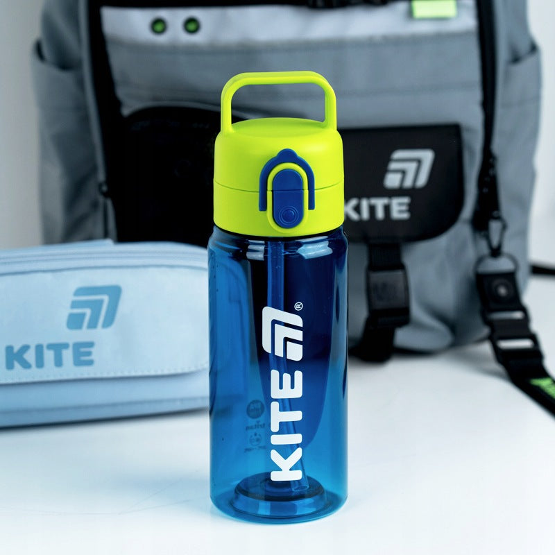 Bidon na wodę z blokadą tritanowy szkolny z uchwytem niebieski 600 ml Kite