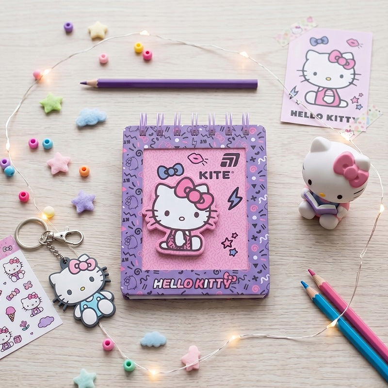 Notes 3d rysunek na spirali notatnik w kratkę Hello Kitty
