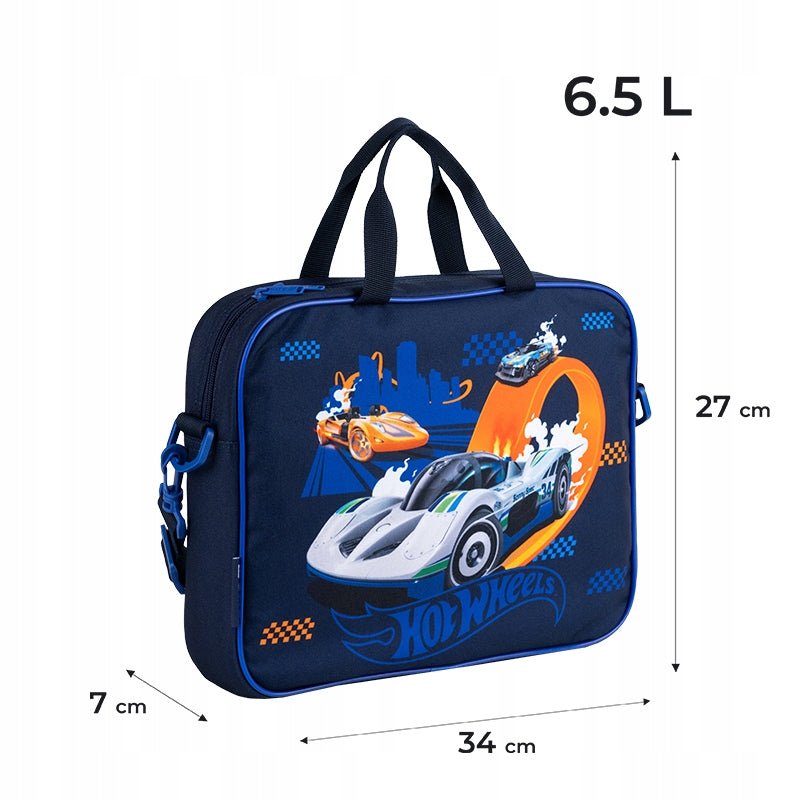 Wymiary teczki torby Kite – wizualizacja formatu A4+ o wysokości 27 cm i długości 34 cm.