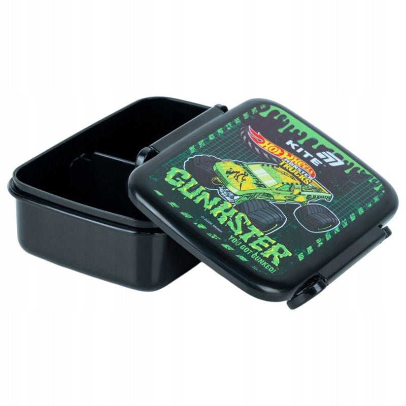 Niebieski snackbox Hot Wheels Kite 420 ml z autami wyścigowymi.