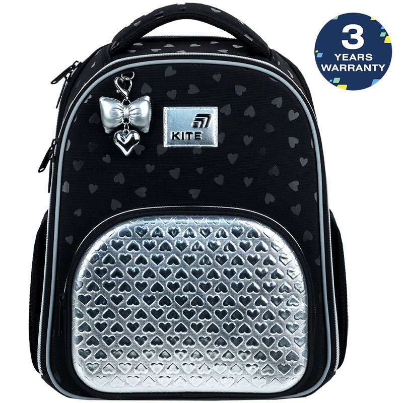 Školní aktovka ortopedická pro dívky 6–12 let Kite Black&Silver