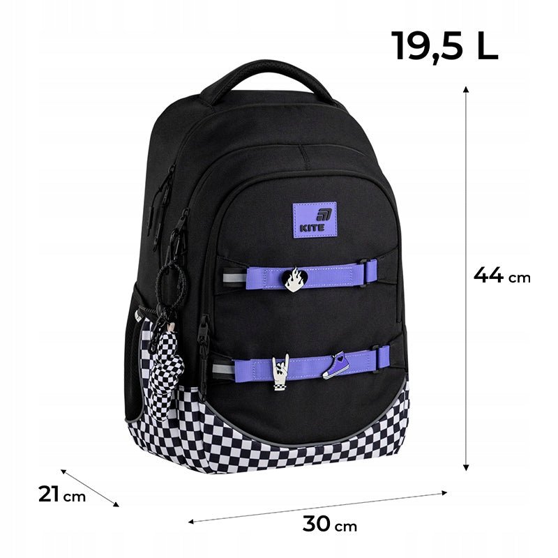 Infografika z dokładnymi wymiarami plecaka rozmiaru L, wagą 1210 g oraz schematem działania technologii Anti Gravity System.