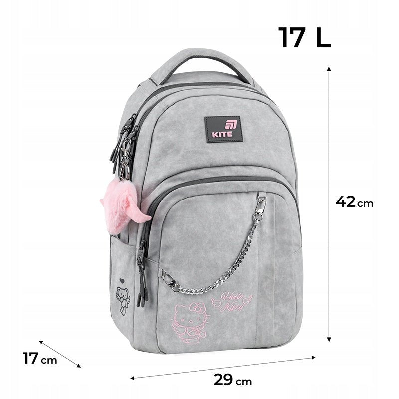 plecak Kite Hello Kitty z widocznymi wymiarami i proporcjami
