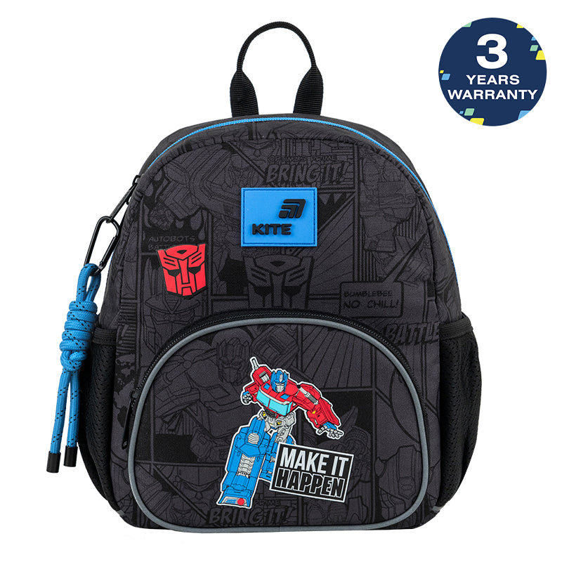 Batoh předškolní Kite Kids Transformers černý pro chlapce lehký s přívěskem