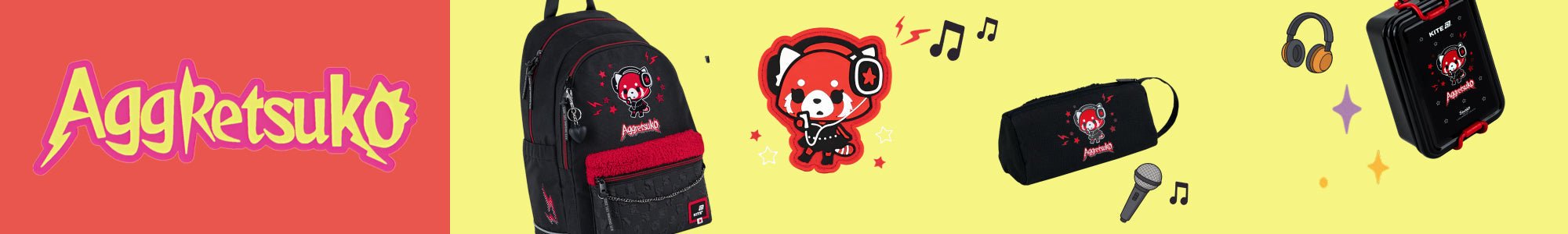 Kolekcja Aggretsuko Kite: plecaki i piórniki. Oryginalny design, funkcjonalność i styl dla uczniów ceniących indywidualność.