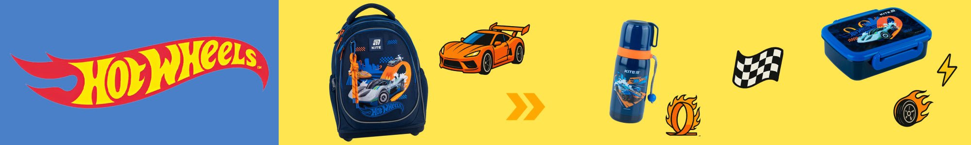 Kolekcja Hot Wheels Kite: plecaki i akcesoria. Dynamiczny design, trwałość i styl dla dzieci kochających prędkość.