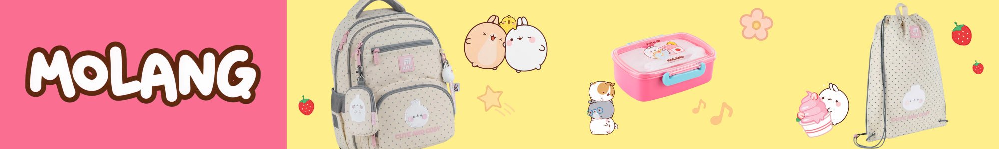 Kolekcja Molang Kite: plecaki i akcesoria kawaii. Delikatny design, pastelowe kolory i styl dla dzieci i nastolatków.