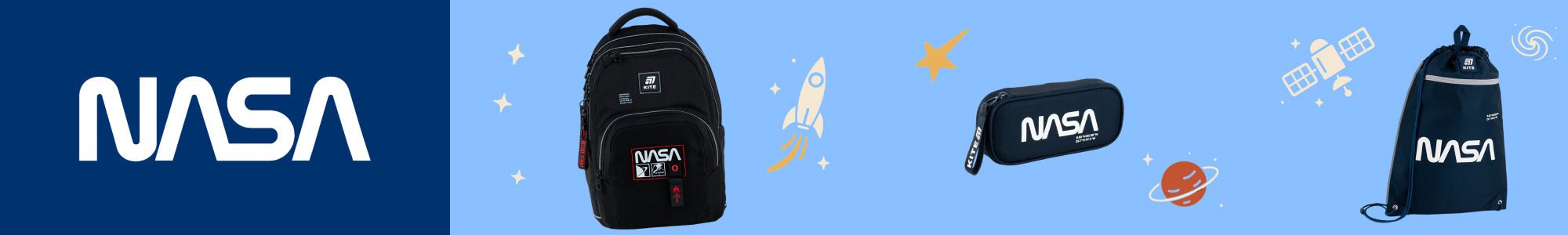 Kolekcja NASA Kite: plecaki i akcesoria. Kosmiczny design i styl dla dzieci i młodzieży pasjonujących się nauką.