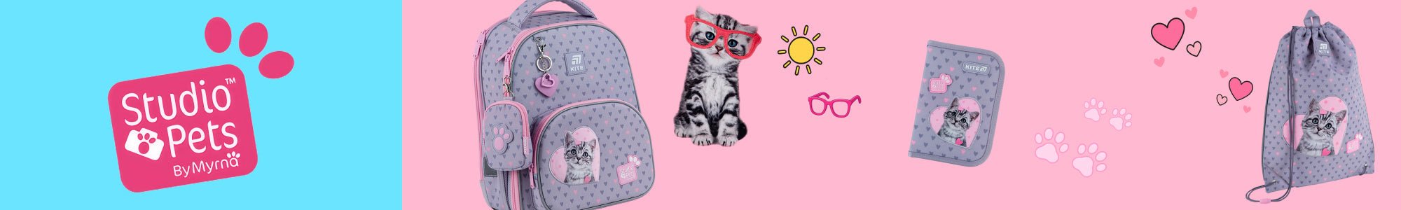 Kolekcja Studio Pets Kite: plecaki i akcesoria. Uroczy design, pastelowe kolory i styl dla dzieci kochających zwierzęta.