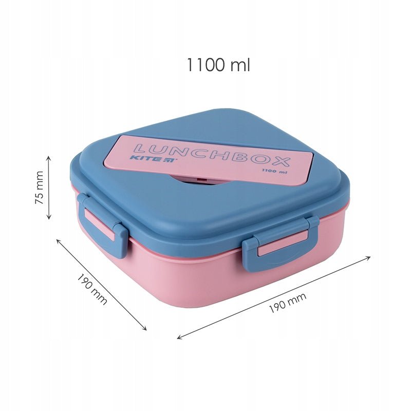Lunchbox ze sztuccami na 3 komory 1100ml różowy 
