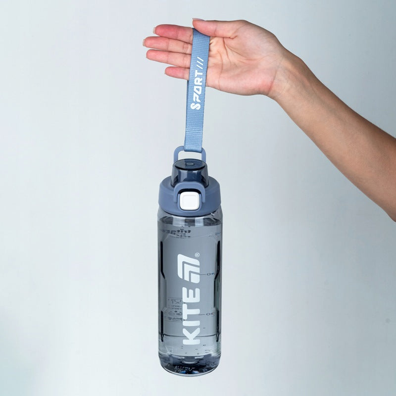 Bidon sportowy butelka na wodę tritan 800ml niebieska uchwyt słomka Kite