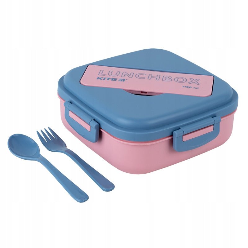 Lunchbox ze sztuccami na 3 komory 1100ml różowy 