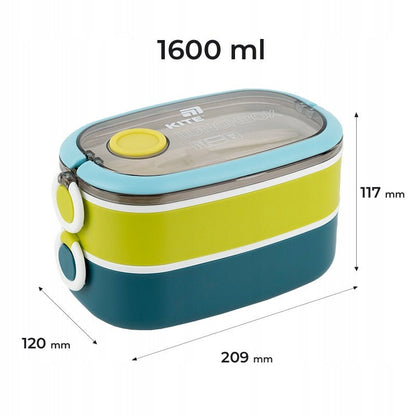 Lunchbox z dwiema oddzielnymi komorami i wewnętrznymi pokrywkami