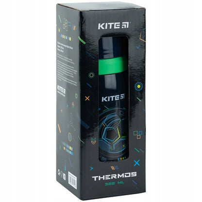Termos dla chłopców z kubkiem metalowy Football 350 ml Kite