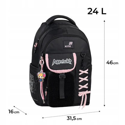 Infografika z wymiarami plecaka w rozmiarze L dla wzrostu powyżej 145 cm.