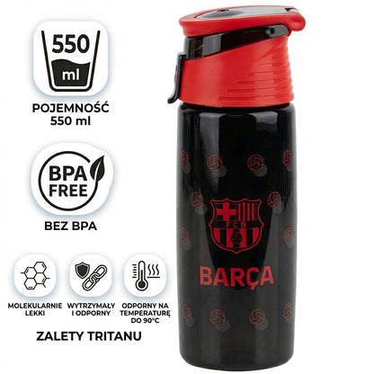 Wytrzymała butelka z tritanu Kite – kluczowe cechy produktu FC Barcelona.