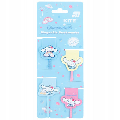 Komplet czterech magnetycznych klipsów do książek z pieskiem Cinnamoroll.