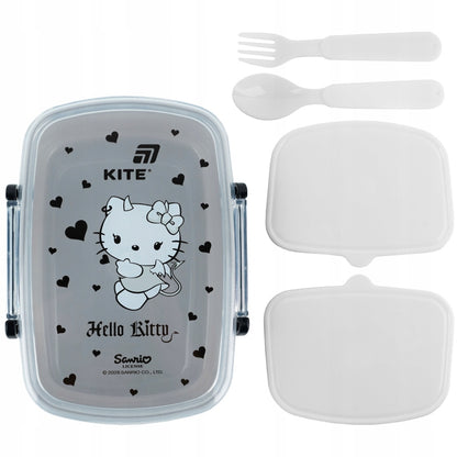 Praktyczny szary lunchbox Kite Hello Kitty do szkoły i przedszkola.