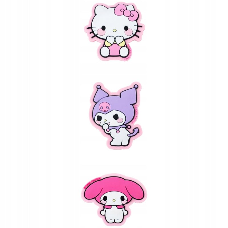 Wypukłe naszywki 3D Hello Kitty, Kuromi i My Melody.
