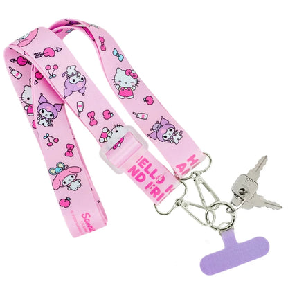 Różowy pasek Kite Hello Kitty spięty z pękiem kluczy szkolnych