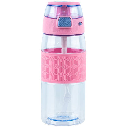Butelka na wodę do szkoły z ustnikiem 600 ml różowa