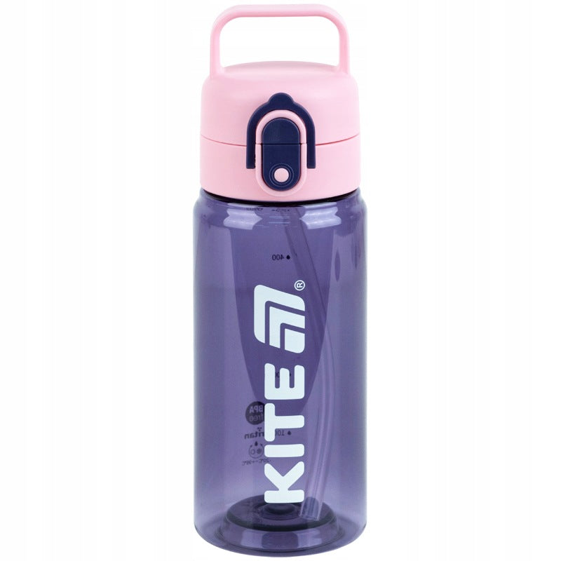 Fioletowa tritanowa butelka na wodę Kite 600 ml ze słomką do szkoły i na trening