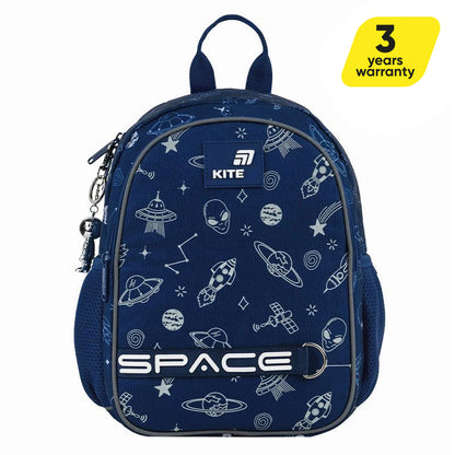 Batoh předškolní Kite In Space lehký pro chlapce modrý s přívěskem do mateřské školy