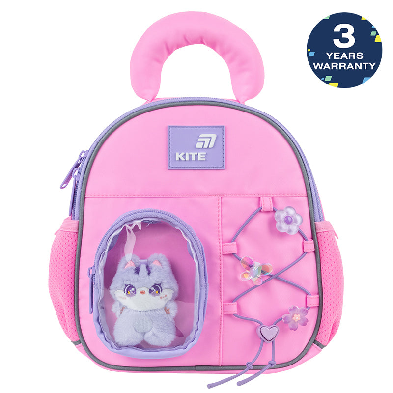 Batoh předškolní Kite Cat&amp;Fun s hračkou pro dívky s hrudním pásem