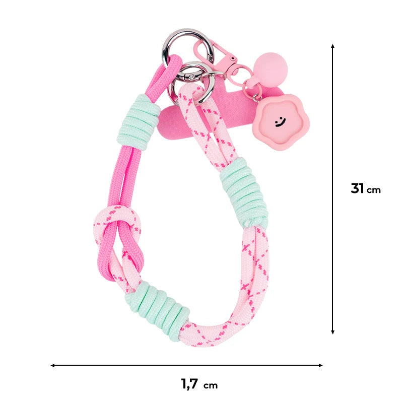 Wymiary różowego paska na dłoń do telefonu Kite 31 cm długości i 1,7 cm szerokości