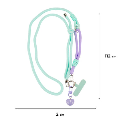 Wymiary turkusowego paska do telefonu Kite 112 cm długości i 2 cm szerokości