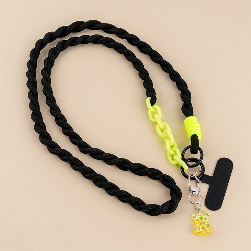 Smycz tekstylna Kite w odcieniu czerni zaprezentowana od strony pleców