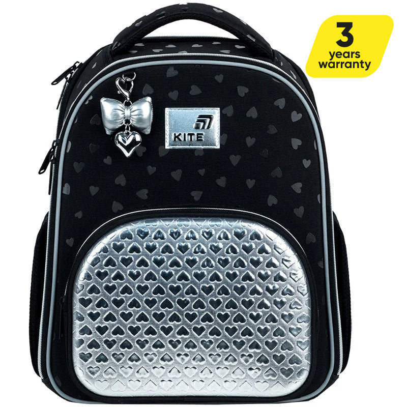Školní aktovka ortopedická pro dívky 6–12 let Kite Black&amp;Silver