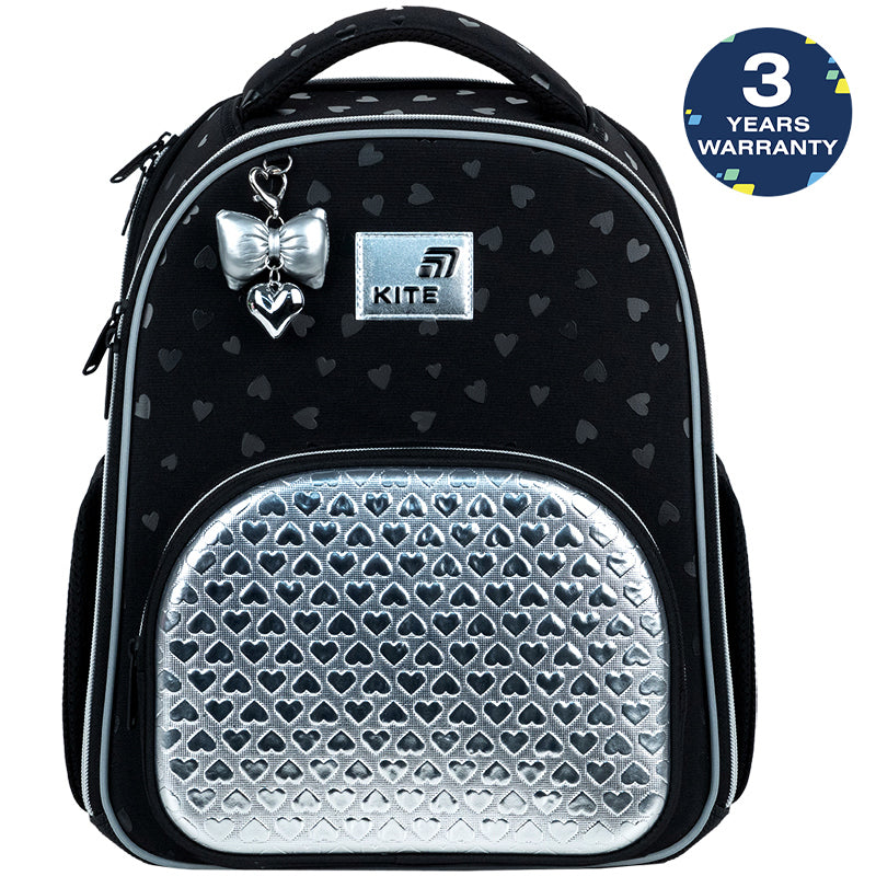 Školní aktovka ortopedická pro dívky 6–12 let Kite Black&amp;Silver