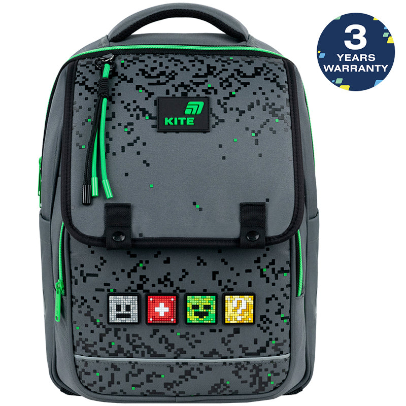 Ortopedický batoh školní na magnet pro chlapce třída 1–6 šedý Kite Pixel