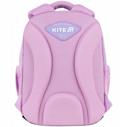 Ortopedyczne plecy Ergo Kids w różowym plecaku Kite dla dziewczynki.