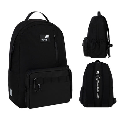Plecak szkolny młodzieżowy Kite Teens Black – widok z tyłu i ergonomiczne wykończenie