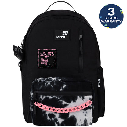 Batoh školní pro dívky 9-12 let mládežnický s řetízkem černý Danger