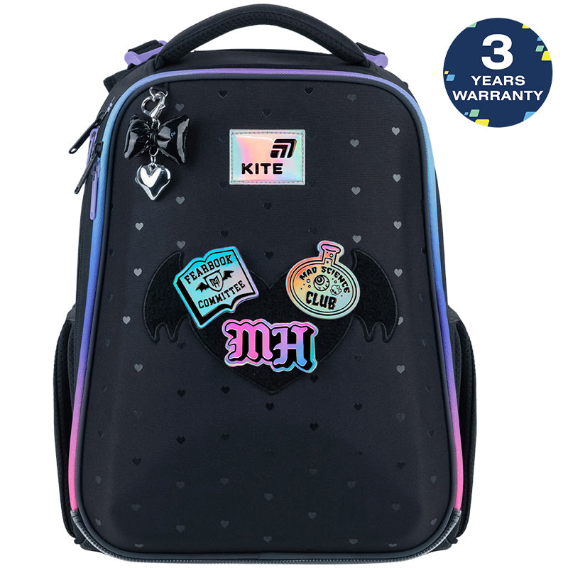 Aktovka školní ortopedická pro dívky 1–4 třída s nášivkami Monster High Kite
