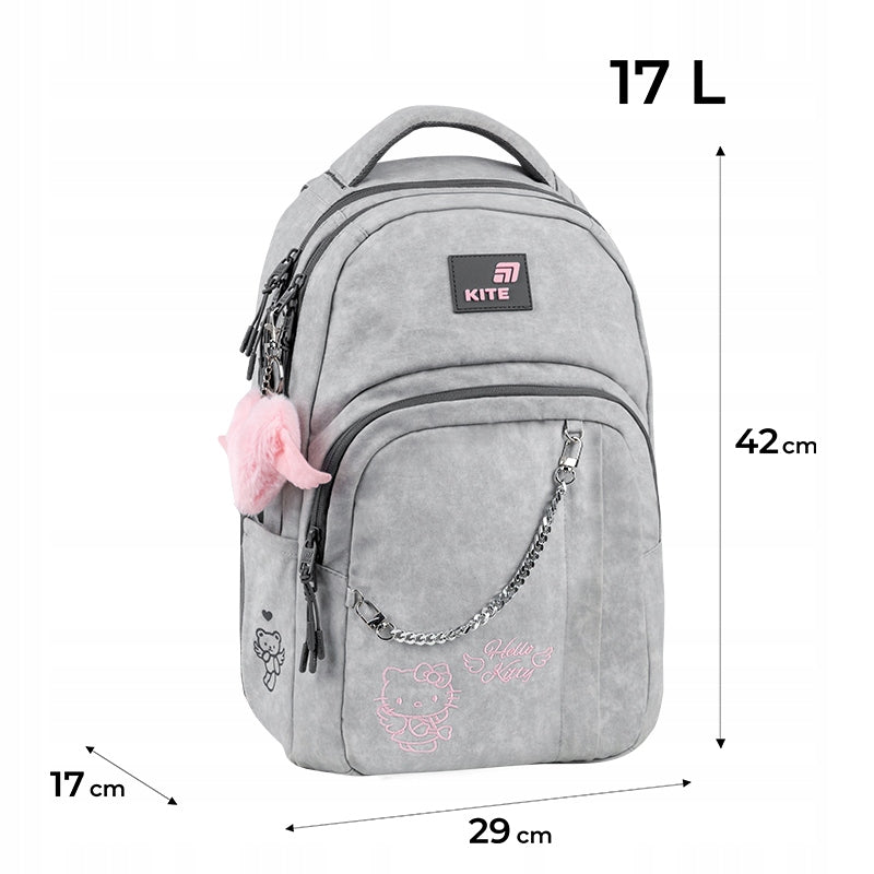 plecak Kite Hello Kitty z widocznymi wymiarami i proporcjami