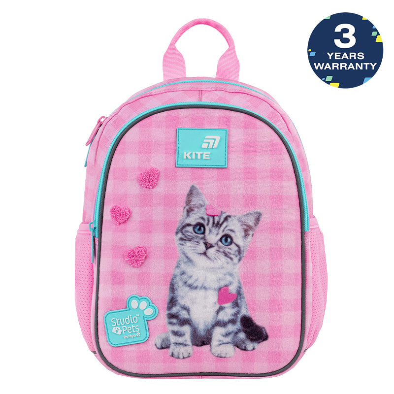 Batoh předškolní Kite Studio Pets pro dívky lehký růžový s kočičkou