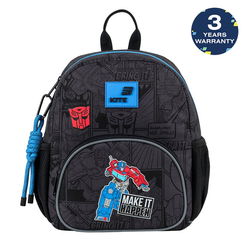 Batoh předškolní Kite Kids Transformers černý pro chlapce lehký s přívěskem