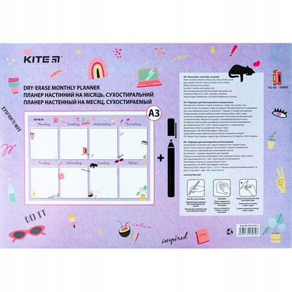 Planer tygodniowy dla dzieci z miejscem na notatki, tablica organizacyjna Kite K22-473-2 Purple mood