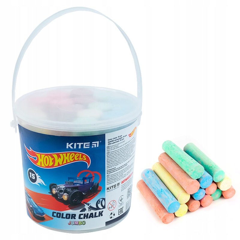 Kreda kolorowa Kite Hot Wheels Jumbo w wiaderku dla dzieci
