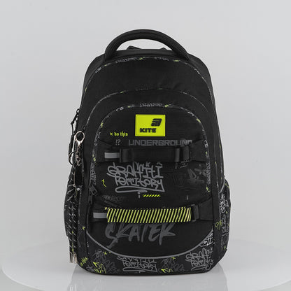 Batoh školní Kite Graffiti černý AGS pro chlapce 9-12 let s úchytem na skateboard