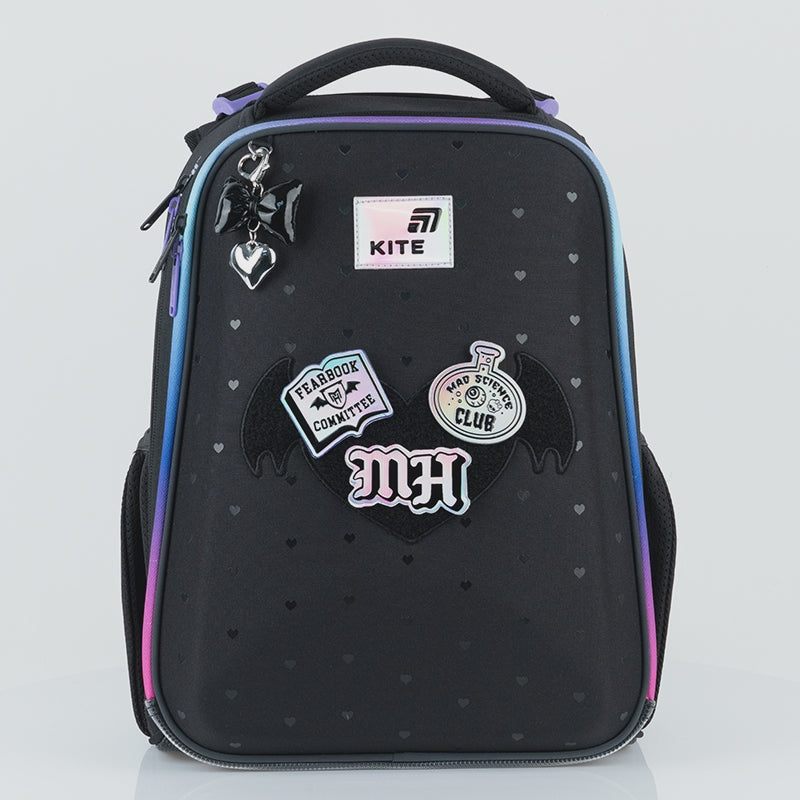 Aktovka školní ortopedická pro dívky 1–4 třída s nášivkami Monster High Kite