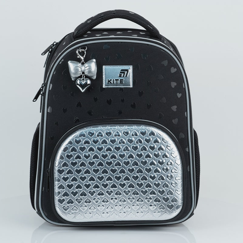 Školní aktovka ortopedická pro dívky 6–12 let Kite Black&amp;Silver