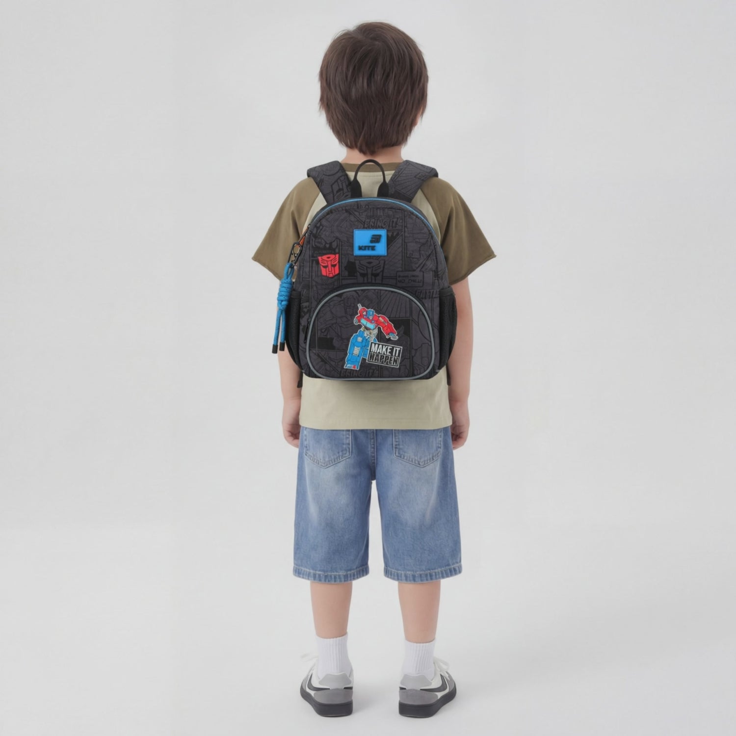 Batoh předškolní Kite Kids Transformers černý pro chlapce lehký s přívěskem