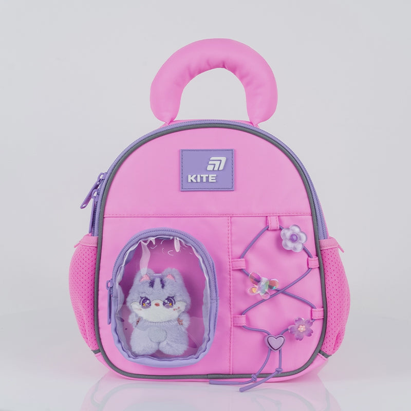 Batoh předškolní Kite Cat&amp;Fun s hračkou pro dívky s hrudním pásem