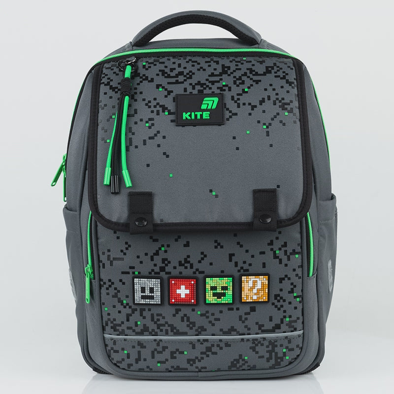 Ortopedický batoh školní na magnet pro chlapce třída 1–6 šedý Kite Pixel